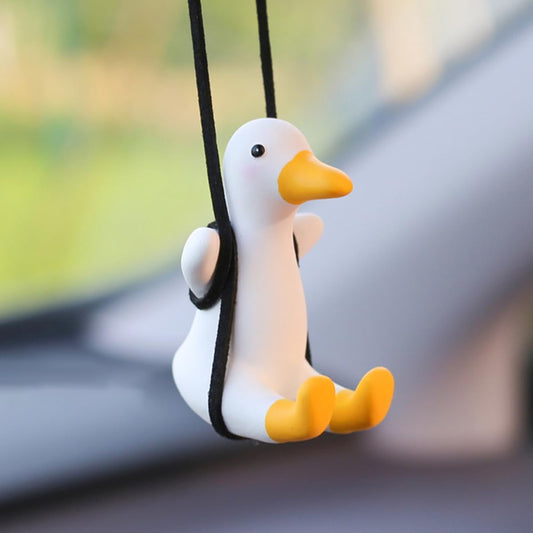 ECVV Swinging Duck Car Hanging Ornament Gypsum Cute Anime Car Interior Decoration Auto Rearview Mirror Ornaments Duck Pendant for Car Rear View Mirror Hanging Accessories