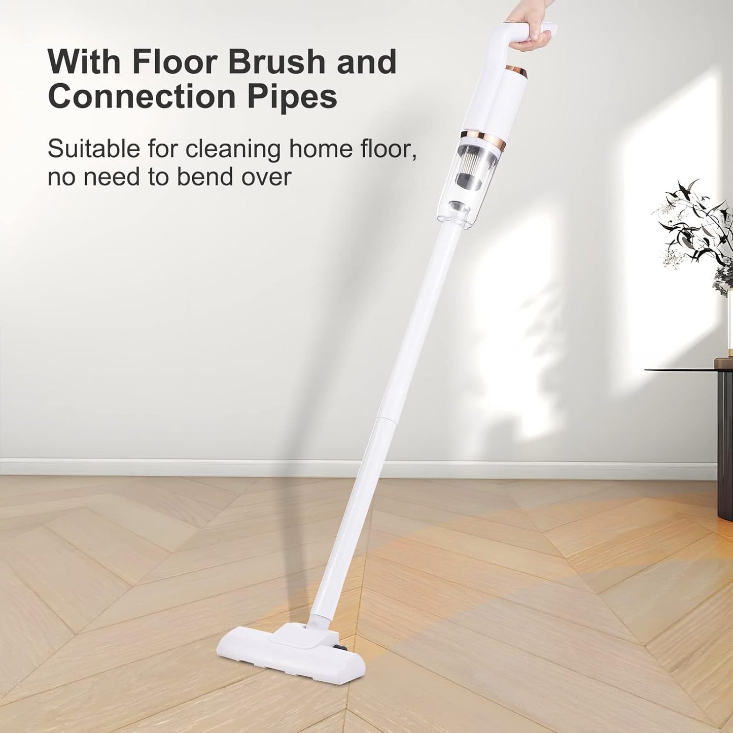 Wireless Vacuum Cleaner 120W Handheld Stick Vacuum Cleaner for Hard Floor Carpet Pet Ha Car 8500Pa Powerful Suction 600ml Dust Collecting Cup with Floor Brush Connecting Pipes Built-in, 3 in 1