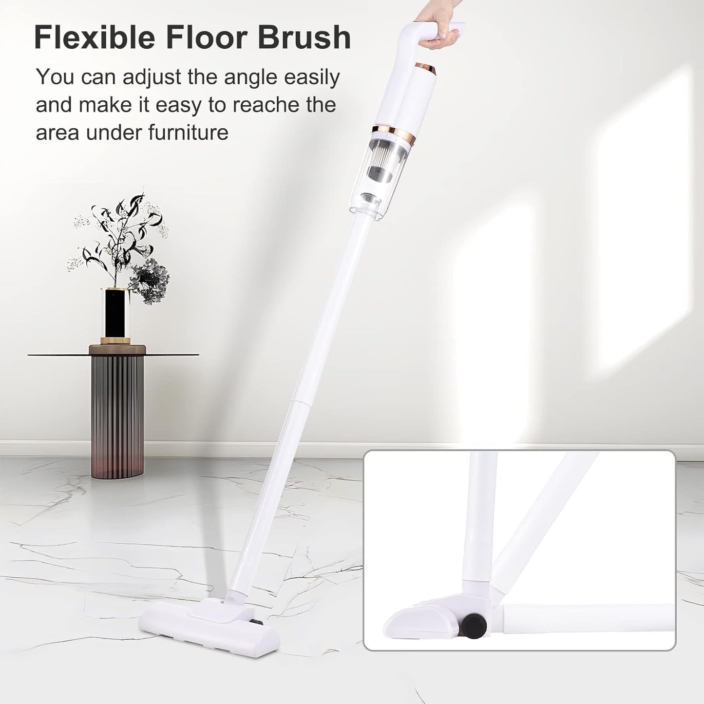 Wireless Vacuum Cleaner 120W Handheld Stick Vacuum Cleaner for Hard Floor Carpet Pet Ha Car 8500Pa Powerful Suction 600ml Dust Collecting Cup with Floor Brush Connecting Pipes Built-in, 3 in 1