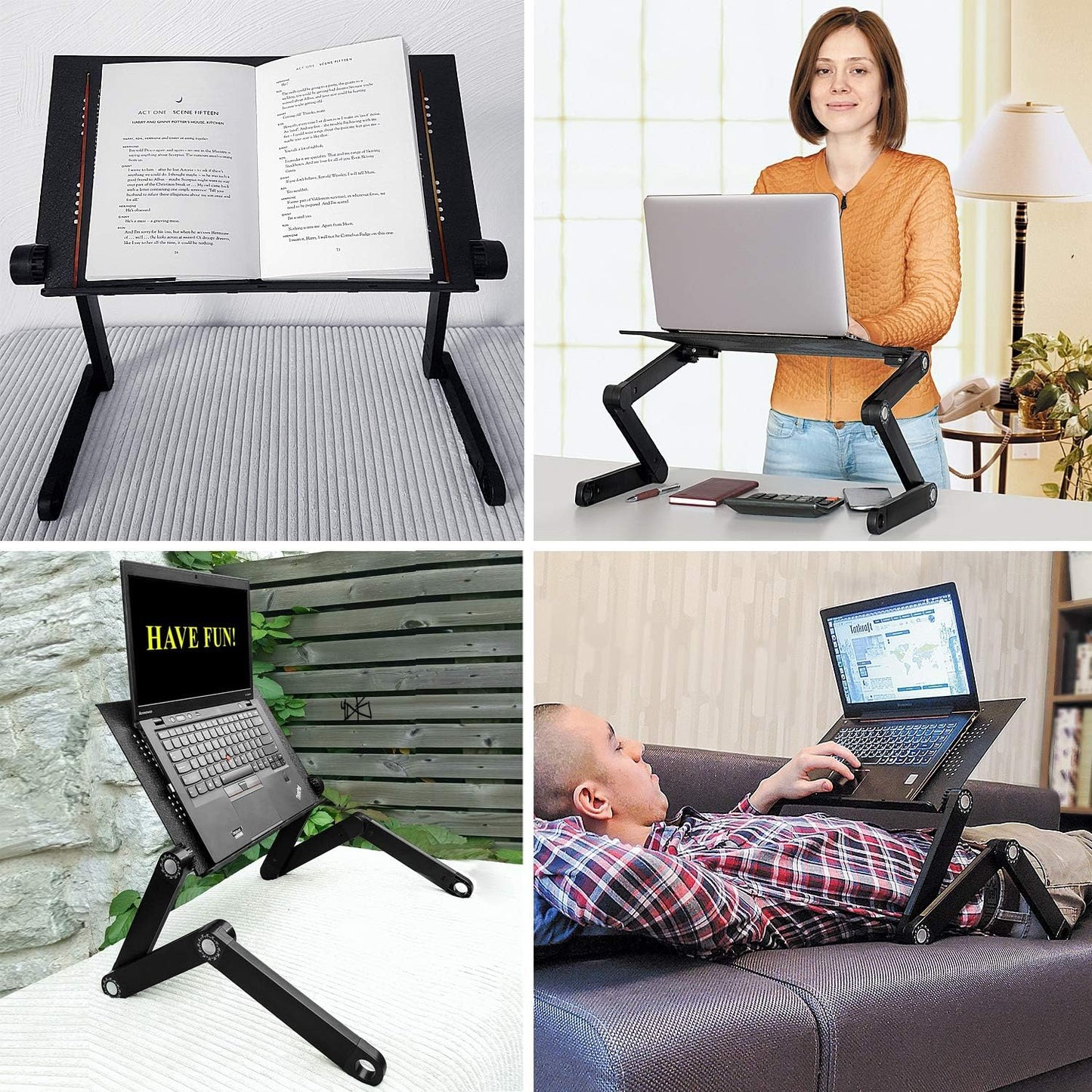 Wonder Worker Newton Folding Laptop Bed Table, Tablet and Laptop Stand, Reading Table for Bed, Chair and Sofa, Ergonomic Versatile Adjustable, Lightweight Aluminium